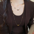 Vintage Tiger Eye Beaded Layered Sweater Necklace With Geometric Round Light Luxury Design view 3