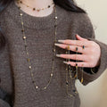 Vintage Tiger Eye Beaded Layered Sweater Necklace With Geometric Round Light Luxury Design view 1