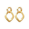 Metal Zircon Rhombus Twisted Pendant Drop Earrings With Silver Posts Fashion OL Light Luxury Jewelry view 5