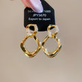 Metal Zircon Rhombus Twisted Pendant Drop Earrings With Silver Posts Fashion OL Light Luxury Jewelry view 2