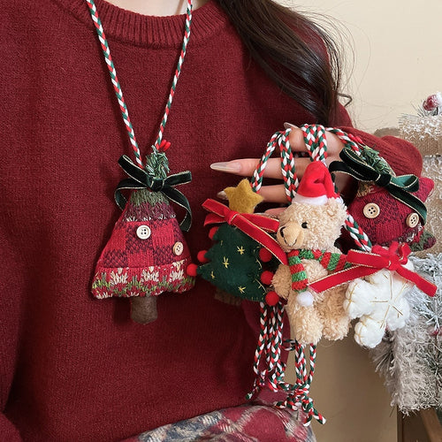 Light Luxury Christmas Tree Plush Doll Pendant Sweater Necklace Cute Cartoon Flannel Choker