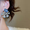Alloy Rhinestone Square Fan Stud Earrings, Court Style Light Luxury Geometric Jewelry view 3