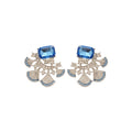 Alloy Rhinestone Square Fan Stud Earrings, Court Style Light Luxury Geometric Jewelry view 5