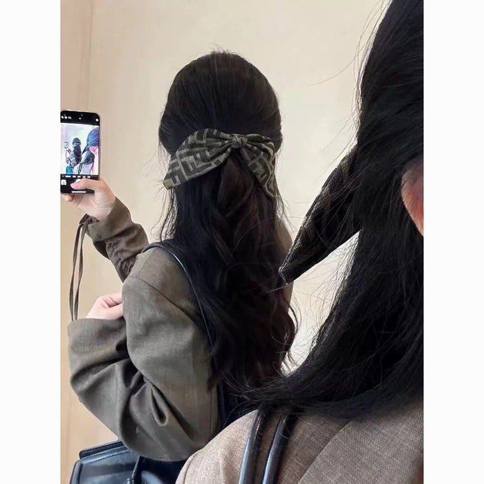 Large Fabric Letter Bow Barrette For Ponytail Styling