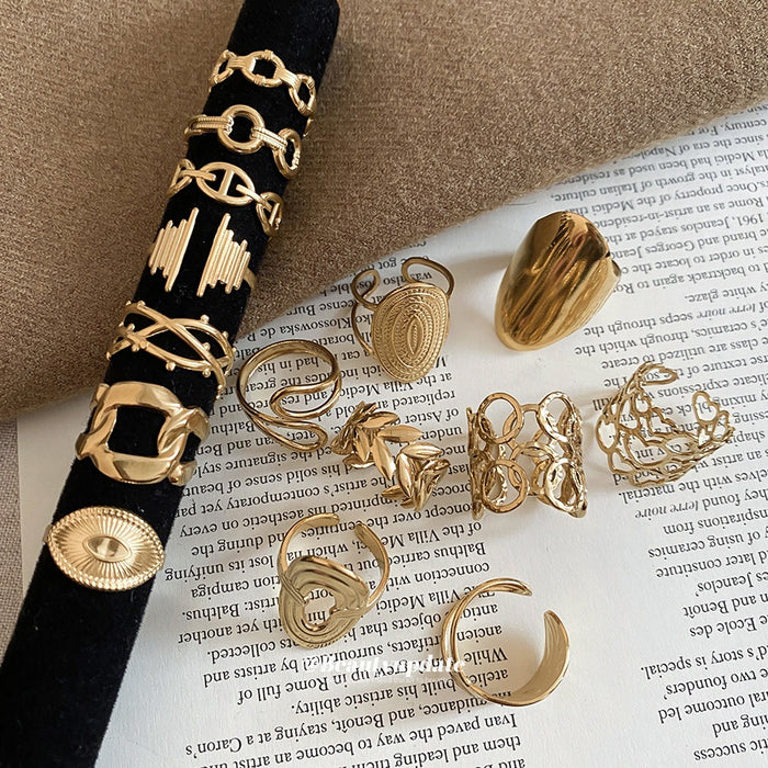 Stainless Steel Heart Round Hollow Open Ring Light Luxury Niche Index Finger Jewelry