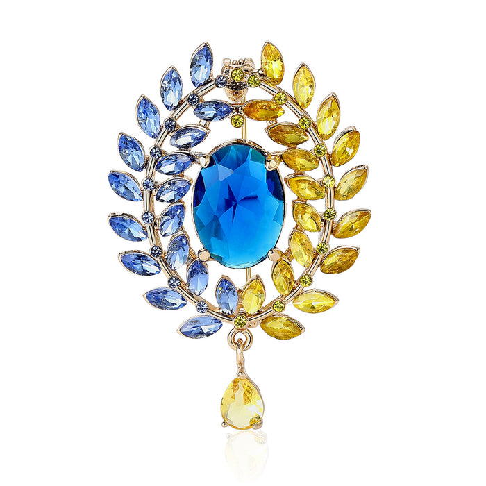 Alloy Glass Pendant Brooch Pin For Suit And Dress Decoration