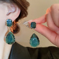 Copper Zircon Teardrop Square Geometric Stud Earrings Light Luxury Fashion Jewelry view 4