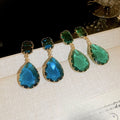 Copper Zircon Teardrop Square Geometric Stud Earrings Light Luxury Fashion Jewelry view 3