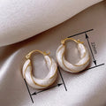 Gentle Style Threaded Huggie Earrings, Metal Enamel Fine Glitter Fashion Jewelry For Women view 4