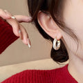 Gentle Style Threaded Huggie Earrings, Metal Enamel Fine Glitter Fashion Jewelry For Women view 3