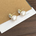Elegant Champagne Pearl And Rhinestone Stud Drop Earrings For Women Luxury Daily Niche Design Silver Needle Earrings view 4