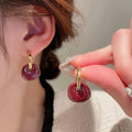 Alloy C Shape Enamel Square Stud Earrings For Minimalist OL Fashion view 3
