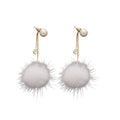Light Luxury Pearl Tiger Eye Fur Ball Stud Earrings For Women Geometric Round OL Style view 5