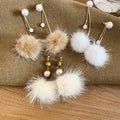 Light Luxury Pearl Tiger Eye Fur Ball Stud Earrings For Women Geometric Round OL Style view 1