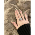 Korean Style Copper Zircon Multi Layer Open Ring For Women Light Luxury Geometric Design view 4
