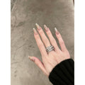 Korean Style Copper Zircon Multi Layer Open Ring For Women Light Luxury Geometric Design view 2