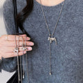 Old Money Copper Horse Pendant Tassel Sweater Necklace Light Luxury Zodiac Choker view 1