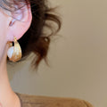 16K Gold Plated Round Faux Pearl Earrings Vintage Elegant Geometric Ear Cuff Style view 4