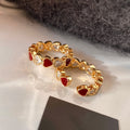 Gold Plated Enamel Heart Open Ring For Women view 2