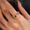 Gold Plated Enamel Heart Open Ring For Women view 3