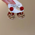 18K Gold Plated Copper Zircon Horse Pendant Drop Earrings With Silver Pins view 4