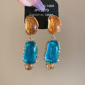 Vintage Style Irregular Oval Resin Geometric Drop Earrings With Silver Needle view 2