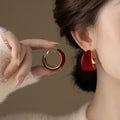 Flocked Round Hoop Earrings With Silver Needle Posts, Vintage Minimalist Daily Wear Jewelry view 3