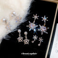 Chic Snowflake Zircon Teardrop Faux Pearl Stud Earrings For Women Elegant Winter Jewelry view 3