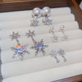 Chic Snowflake Zircon Teardrop Faux Pearl Stud Earrings For Women Elegant Winter Jewelry view 1