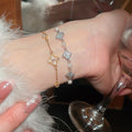 French Vintage Copper Zircon Flower Pearl Bangle For Women, Elegant Light Luxury Floral Bracelet view 3