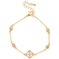 French Vintage Copper Zircon Flower Pearl Bangle For Women, Elegant Light Luxury Floral Bracelet view 5
