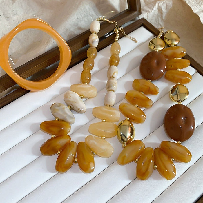 Light Luxury Acrylic Irregular Necklace And Bracelet Jewelry Set Minimalist Fashion Accessories