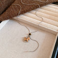 Light Luxury Faux Pearl Sweater Necklace With Zircon Tiger Eye Wood Horse Pendant view 2
