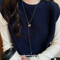Light Luxury Faux Pearl Sweater Necklace With Zircon Tiger Eye Wood Horse Pendant view 1