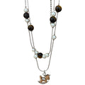 Maillard Style Faux Pearl Tiger Eye Wood Horse Pendant Sweater Necklace view 5