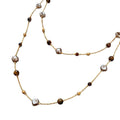 18K Gold Plated Tiger Eye Faux Pearl Round Geometric Sweater Necklace Light Luxury Designer Choker view 5