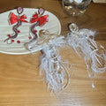 Silver Post Rhinestone Bow Tassel Drop Earrings Elegant Light Luxury Statement Jewelry view 4