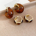 Maillard Resin C Shape Stud Earrings With Silver Pins, Geometric Retro Light Luxury Style view 1