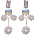 Light Luxury Faux Pearl Stud Earrings With Rhinestone Hollow Ball Geometric Design view 5