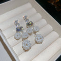 Light Luxury Faux Pearl Stud Earrings With Rhinestone Hollow Ball Geometric Design view 4