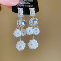 Light Luxury Faux Pearl Stud Earrings With Rhinestone Hollow Ball Geometric Design view 2