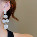 Light Luxury Faux Pearl Stud Earrings With Rhinestone Hollow Ball Geometric Design view 3