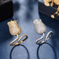 Gentle Tulip Flower Open Ring For Women, Adjustable Sparkling Fresh Floral Jewelry view 3