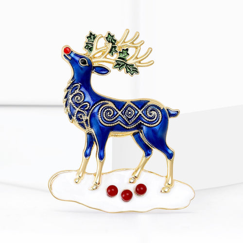 Alloy Christmas Reindeer Brooch Pin For Festive Clothing Accessories