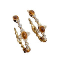 18K Gold Plated Tiger Eye Stone C Shape Hoop Earrings With Silver Posts Maillard Style view 5