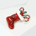 Alloy Rhinestone Enamel Christmas Stocking Brooch Festive Lapel Pin view 2