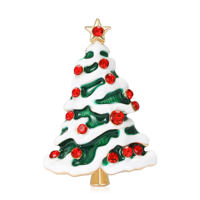 Alloy Enamel Christmas Tree Brooch For Festive Clothing Lapel Decoration