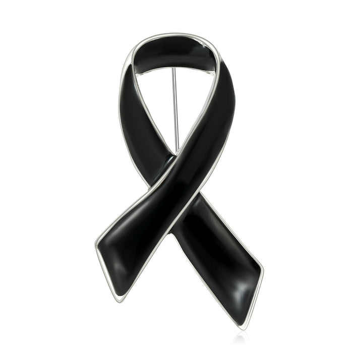 Alloy Enamel Ribbon Brooch Pin For Mourning Apparel Decoration
