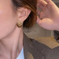 Retro Tiger Eye Stone Tassel Geometric Drop Earrings For Women, Elegant Autumn Winter Fashion Jewelry view 3