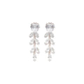 Copper Zircon Flower Leaf Wheat Tassel Necklace And Stud Earrings Jewelry Set, Light Luxury Court Style view 5